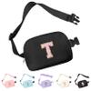 Aganmi Chenille Letter Crossbody Bags for Women Trendy, Waterproof Fanny Packs for Women Cross Body, Initial Letter Belt Bag with Multiple Inner Pockets and Adjustable Strap(Black T) view 1