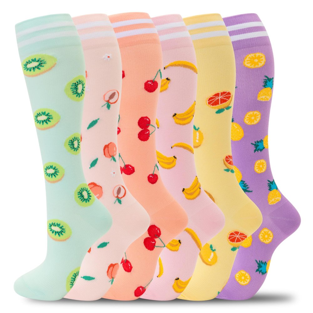 fenglaoda Compression Socks for Women Men Support Circulation 6 Pairs Socks For Nurse, Travel, Flight