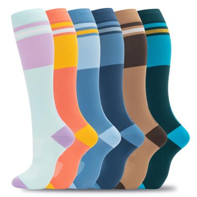fenglaoda Compression Socks for Women Men Support Circulation 6 Pairs Socks For Nurse, Travel, Flight