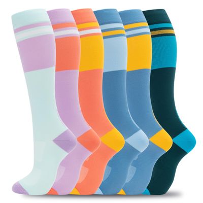 fenglaoda Compression Socks for Women Men Support Circulation 6 Pairs Socks For Nurse, Travel, Flight