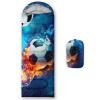 QOOMO Ice Fire Football Sports Printed Camping Sleeping Bags,3 Season Warm & Cool Weather,Lightweight,Waterproof Sleeping Bags for Adults & Kids,Traveling,and Outdoors,Camping Gear Equipment,31x90inch view 1