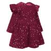 Toddler Girls Sequins Dress Long Sleeve Ruffle Velvet Christmas Dresses For Baby Girls Wine Red Flower Girl Tutu Sparkly Dress Fall Winter Fancy Party Birthday Holiday Dress Burgundy A 3-4 Years view 2
