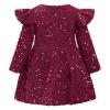 Toddler Girls Sequins Dress Long Sleeve Ruffle Velvet Christmas Dresses For Baby Girls Wine Red Flower Girl Tutu Sparkly Dress Fall Winter Fancy Party Birthday Holiday Dress Burgundy A 3-4 Years view 3