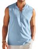 COOFANDY Men's Linen V Neck Tank Top Sleeveless Beach Summer Casual Shirt Tops Henley Textured Shirts Light Blue view 1