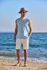 COOFANDY Men's Linen V Neck Tank Top Sleeveless Beach Summer Casual Shirt Tops Henley Textured Shirts Light Blue view 3
