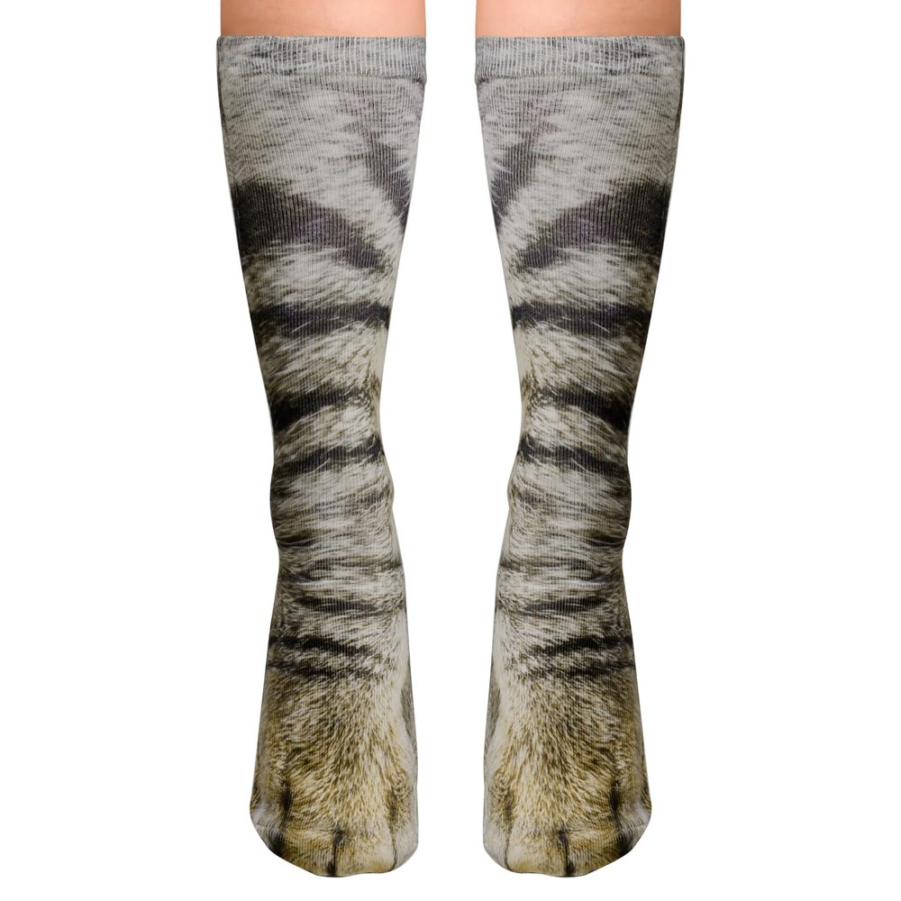 FilmHOO Easter Basket Stuffers for Teens Animal Paws Socks - Funny 3D Animal Crazy Cat Paw Crew Socks Gag Gifts