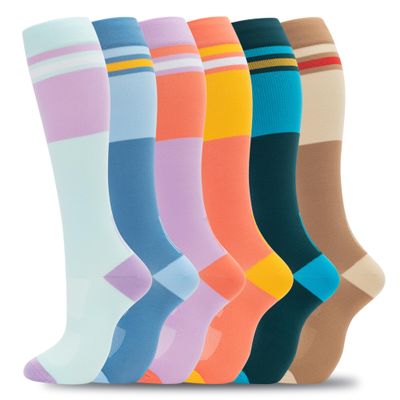 fenglaoda Compression Socks for Women Men Support Circulation 6 Pairs Socks For Nurse, Travel, Flight