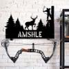Personalized Metal Deer Skull Bow Rack Custom Name Deer Head Metal Wall Art Hunting Archery Gear Standing Display Bow Rack Hunting Gift for Hunter Dad Grandpa,Deer Bow Holder Rack view 1