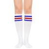 Century Star Knee High Striped Socks for Women - Long Thin Tube Sports Thigh High Socks Tall Stockings 1 Pack White Blue Red view 2
