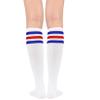 Century Star Knee High Striped Socks for Women - Long Thin Tube Sports Thigh High Socks Tall Stockings 1 Pack White Blue Red view 4