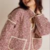VAOYIU Women's Floral Puffer Jacket Cropped Vintage Printed Cardigan Lightweight Open Front Padded Quilted Coats(P-Red-M) view 2