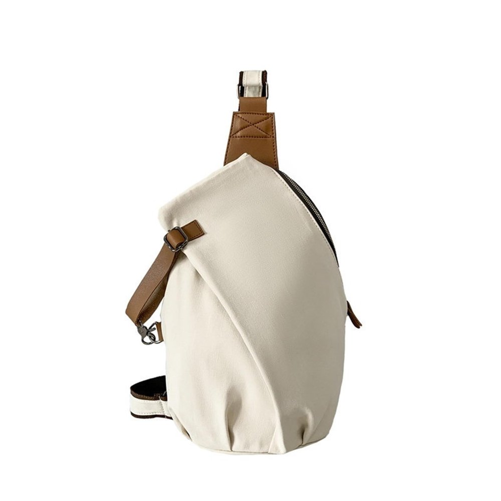 Aliuciku One Shoulder Diagonal Bag Women's Sports and Leisure Simple Large Capacity Portable Canvas Chest Bag Men (Color : White)