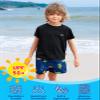 Angel season Boys Rash Guard Swim Shirt Short Sleeve UPF 50+ for Toddler Kids Teens Swimwear Rashguard Quick Dry, Size 11-12 Years, Black view 2