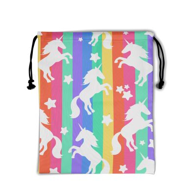 Colorful Grip Bags for Gymnastics - Horse with Rainbow Stripes Drawstring Pouch Water Resistant String Bag for Gym Sports Storage