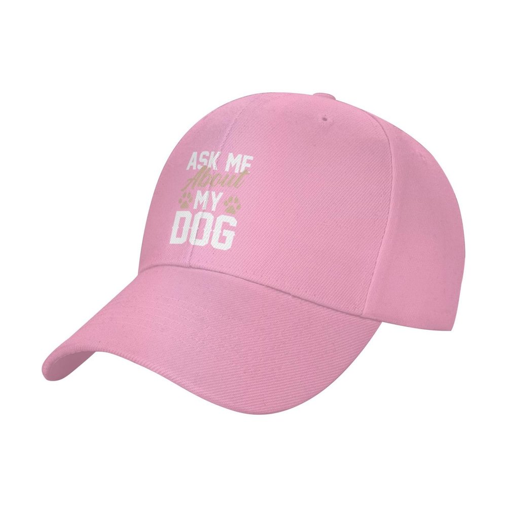 Ask Me About My Dog Casual Baseball Cap Unisex Comfortable Sports Hat Pink Outdoor Uv Protection Sun Hats