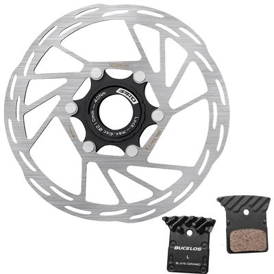 BUCKLOS IIIPRO MTB 160mm Centerlock Disc Brake Rotor and BL-01S 1 Pair Disc Brake Pads for Ceramic Shimano N03A N04C L05A K04S K04Ti K05S K05Ti M8110 M7110