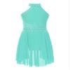 JEATHA Kids Girls Rhinestone Sleeveless Mock Neck Roller Skating Dress Gymnastic Leotard Ballet Dance Costume Mint Green B 16 view 3