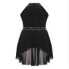 JEATHA Kids Girls Rhinestone Sleeveless Mock Neck Roller Skating Dress Gymnastic Leotard Ballet Dance Costume Black B 14 view 4