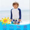 Angel season Boys Rash Guard Swim Shirt Long Sleeve Rashguard for Toddler Kids UPF 50+ Swimwear White Blue 4T view 2