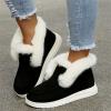 Ladmiple Boots For Women Black And White Womens Snow Boots Winter Shoes with Fur Lined Warm Slip On Ankle Booties Comfortable Outdoor Anti Slip Walking Shoes view 2
