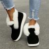 Ladmiple Boots For Women Black And White Womens Snow Boots Winter Shoes with Fur Lined Warm Slip On Ankle Booties Comfortable Outdoor Anti Slip Walking Shoes view 3