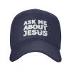 Ask Me About Jesus Casual Baseball Cap Unisex Comfortable Sports Hat Navy Blue Outdoor Uv Protection Sun Hats view 2