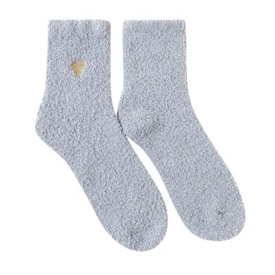 2Pairs Women Wool Socks - Thick Knit Warm Winter Cozy Comfy Gifts for Women (Grey, One Size)