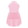 JEATHA Kids Girls Rhinestone Sleeveless Mock Neck Roller Skating Dress Gymnastic Leotard Ballet Dance Costume Pink B 14 view 4