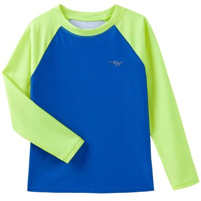 Angel season Boys Rash Guard Swim Shirt Long Sleeve Rashguard for Toddler Kids UPF 50+ Swimwear Bright Blue 3T