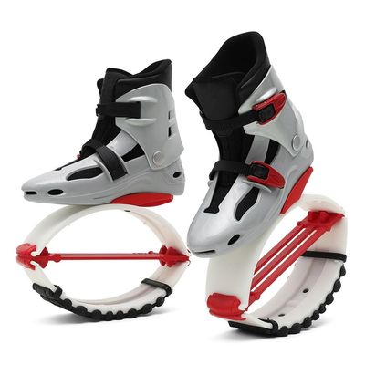 EvikoO Kangaroo Jumping Shoes for Fitness and Workout  Anti Slip Adjustable Unisex Jump Shoes- 33-43 EU Bounce Shoes (Color : Gray+Red, Size : Large)
