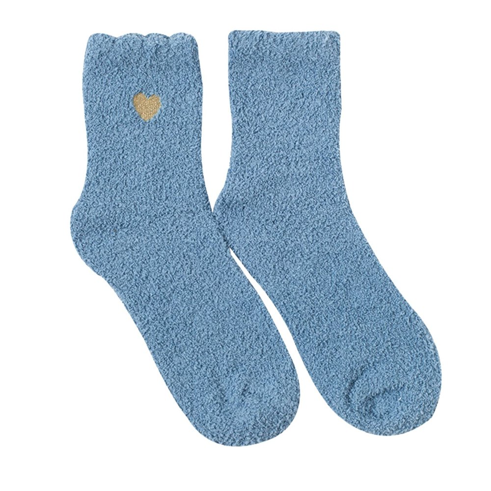 2 Pairs Women's Wool Socks - Thick Knit, Warm Winter Socks, Comfy, Cozy Gifts for Women - Dark Blue, One Size