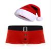 TiaoBug Men's Christmas Lingerie Set 2PCS Red Boxers Holiday Briefs Underwear With Hat Santa Outfits Red 3X-Large view 1