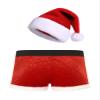 TiaoBug Men's Christmas Lingerie Set 2PCS Red Boxers Holiday Briefs Underwear With Hat Santa Outfits Red 3X-Large view 2