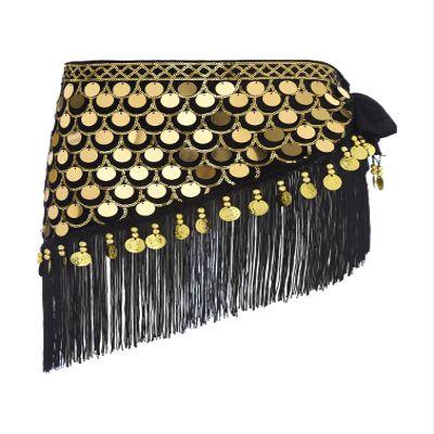 YiZYiF Women's Belly Dance Hip Scarf Gold Coins Belly Dance Costume Skirt Wrap Belt Festival Bottoms Sequin BGold A One Size