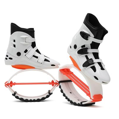 EvikoO Kangaroo Jumping Shoes for Fitness and Workout  Adjustable Women Men Jump Shoes- Professional Fitness Bounce Shoes (Color : White+Orange, Size : Large)