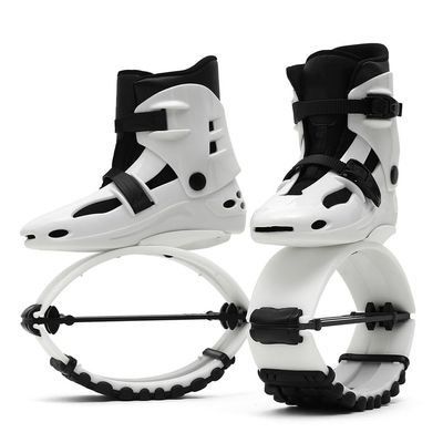 EvikoO Kangaroo Jumping Shoes for Fitness and Workout  Adjustable Women Men Jump Shoes- Professional Fitness Bounce Shoes (Color : White+Black, Size : Large)