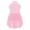 Agoky Kids Girls Ballet Leotard Dress High Low Skirt Lyrical Dance Costume Modern Ballerina Outfit Pink 8 Years view 4