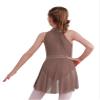 JEATHA Kids Girls Rhinestone Sleeveless Mock Neck Roller Skating Dress Gymnastic Leotard Ballet Dance Costume Dusty Pink B 8 view 2