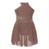 JEATHA Kids Girls Rhinestone Sleeveless Mock Neck Roller Skating Dress Gymnastic Leotard Ballet Dance Costume Dusty Pink B 8 view 3
