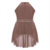JEATHA Kids Girls Rhinestone Sleeveless Mock Neck Roller Skating Dress Gymnastic Leotard Ballet Dance Costume Dusty Pink B 8 view 4