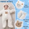 Fairy Baby Newborn Baby Winter Snowsuit Bear Double Zipper Romper Fleece Footie Jumpsuit Clothes Infant Coat Bodysuit for Girls Boys White 6-9M view 3