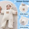 Fairy Baby Newborn Baby Winter Snowsuit Bear Double Zipper Romper Fleece Footie Jumpsuit Clothes Infant Coat Bodysuit for Girls Boys White 6-9M view 4