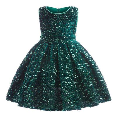 Christmas Dresses for Girls: Flower Girl Sequin Velvet Tutu Dress Sleeveless Wedding Pageant Communion Birthday Party Fall Winter Princess Photo Shoot Dress Emerald Green 3-4 Years