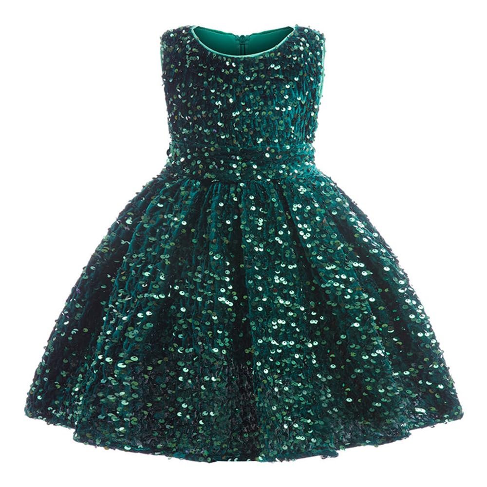 Christmas Dresses for Girls: Flower Girl Sequin Velvet Tutu Dress Sleeveless Wedding Pageant Communion Birthday Party Fall Winter Princess Photo Shoot Dress Emerald Green 3-4 Years