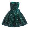 Christmas Dresses for Girls: Flower Girl Sequin Velvet Tutu Dress Sleeveless Wedding Pageant Communion Birthday Party Fall Winter Princess Photo Shoot Dress Emerald Green 3-4 Years view 2