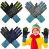 Newcotte 3 Pairs Winter Snow Gloves Kids Waterproof Long Cuff Ski Gloves Warm Mittens for Boys Girls Toddler Outdoor(Warm Style,Aged 6-10) view 1