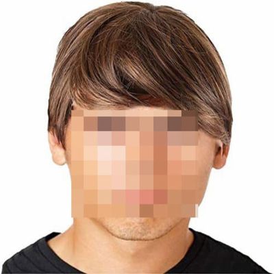 Mens Gray Short Natural Synthetic Heat Resistant Halloween Cosplay Wig with Bangs Hairpiece A