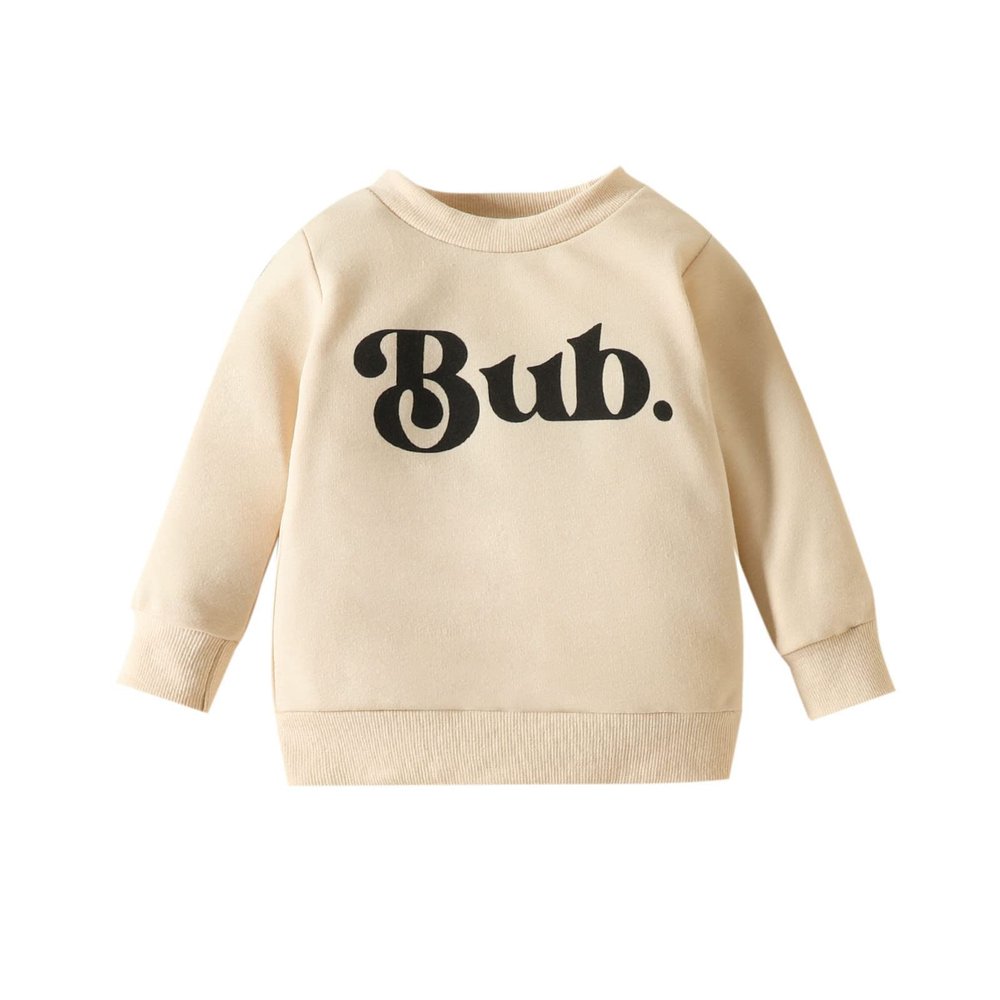 Toddler Boys Girls Pullover Sweatshirt Children Letters Plus Babies Color Top Coat Girls Tops Tops (Beige, 3-4 Years)