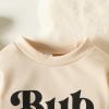 Toddler Boys Girls Pullover Sweatshirt Children Letters Plus Babies Color Top Coat Girls Tops Tops (Beige, 3-4 Years) view 3
