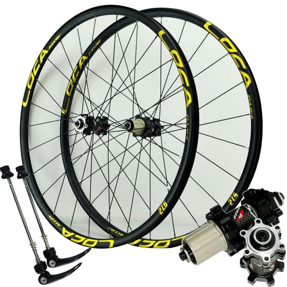 ZECHAO 26/27.5/29 Inch Mountain Bike Wheelset,24 Spokes Sealed Bearing Disc Wheels Aluminium Alloy Wheel Set for 26 27.5 29 X1.5-2.4 Inch Wheelset (Color : Black Gold, Size : 27.5inch)